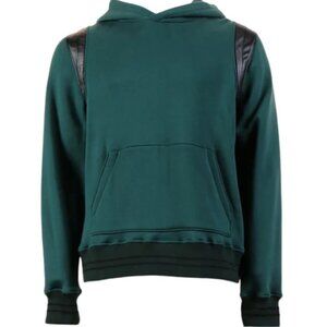 Amiri Varsity Hoodie Leather Panels Oversized Sweatshirt Streetwear Size S